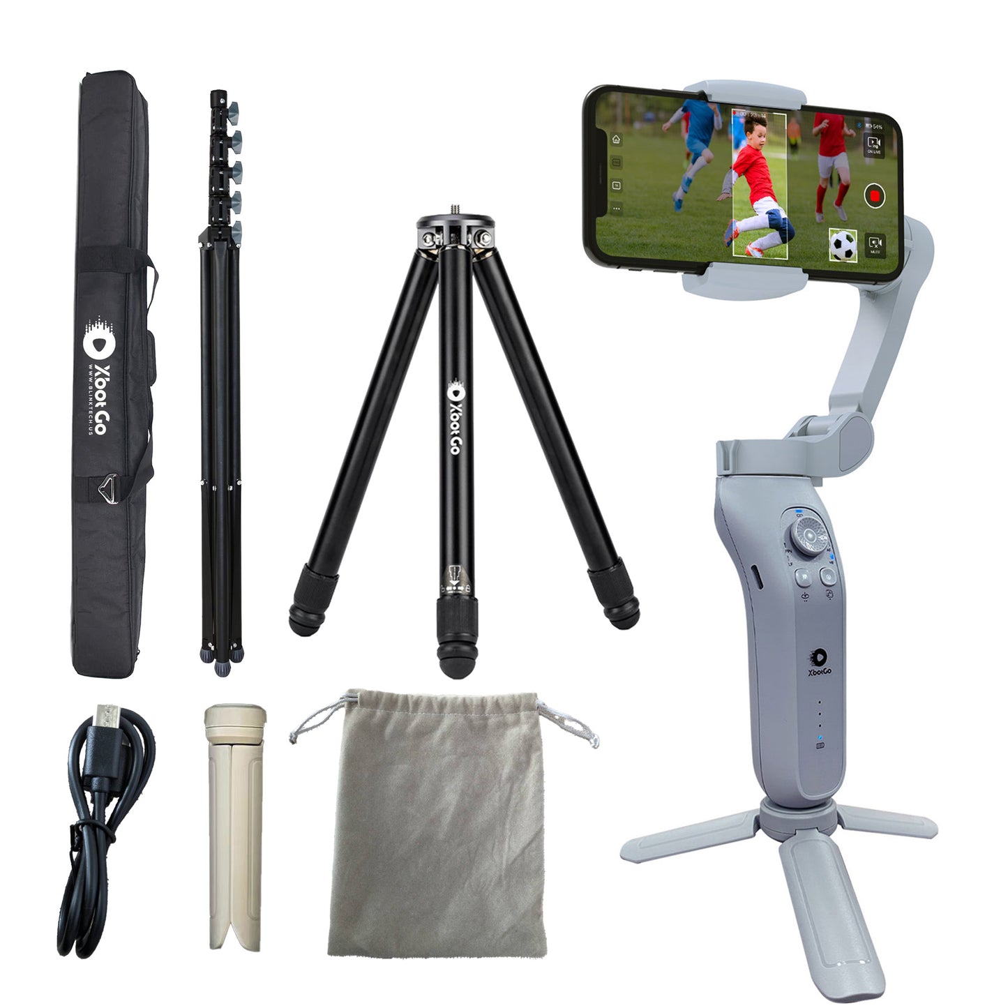 【限定セット販売】自動追跡型AIジンバル(スマートフォン連動)&メーカーオリジナル三脚(高さ4メートル)&メーカーオリジナル三脚(高さ1 メートル) &リモートコントローラー