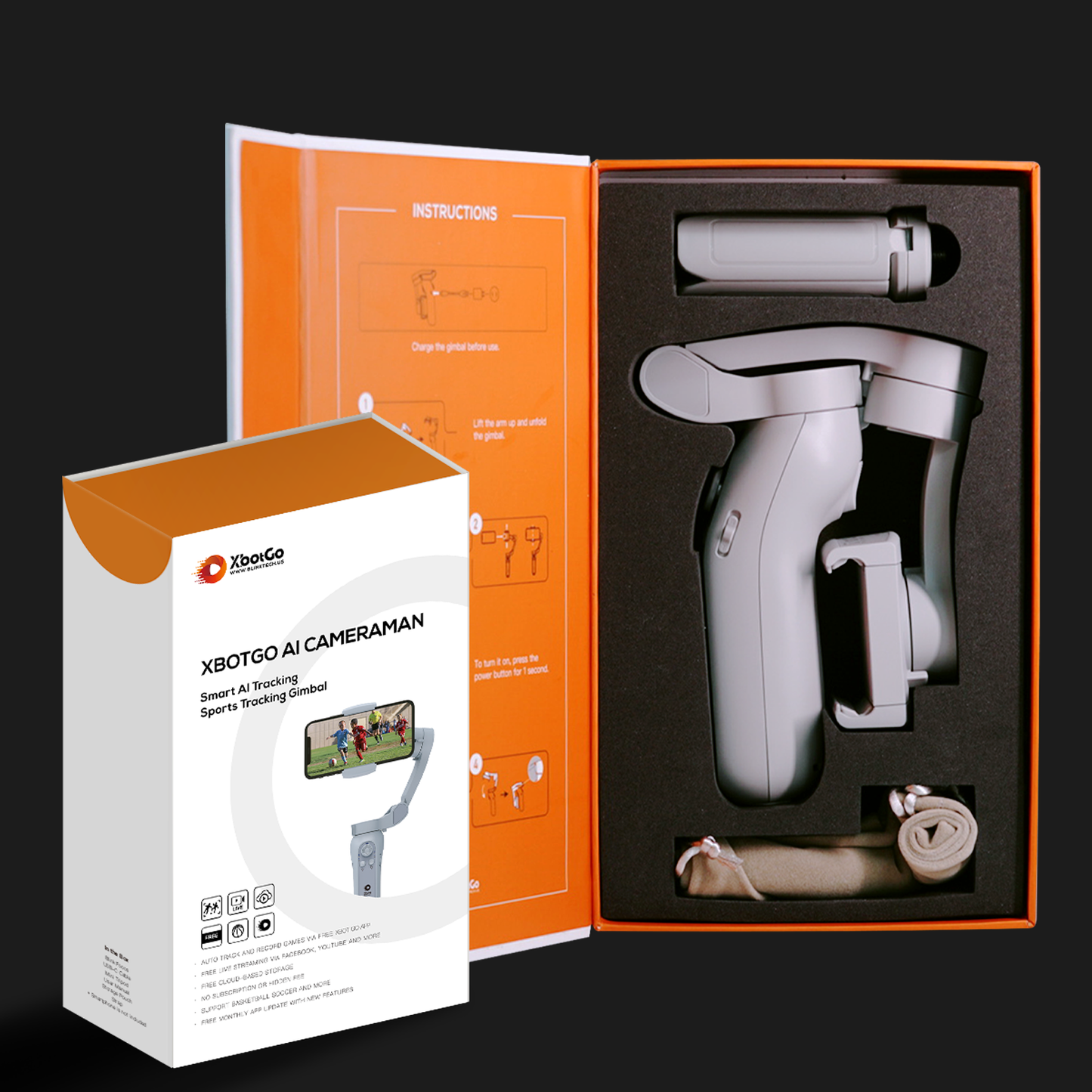 【限定セット販売】自動追跡型AIジンバル(スマートフォン連動)&メーカーオリジナル三脚(高さ4メートル)