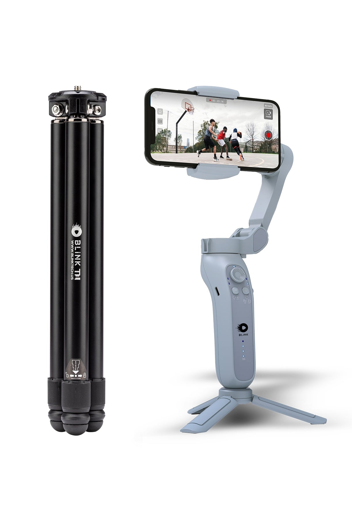 【限定セット販売】自動追跡型AIジンバル(スマートフォン連動)&メーカーオリジナル三脚(高さ1メートル)