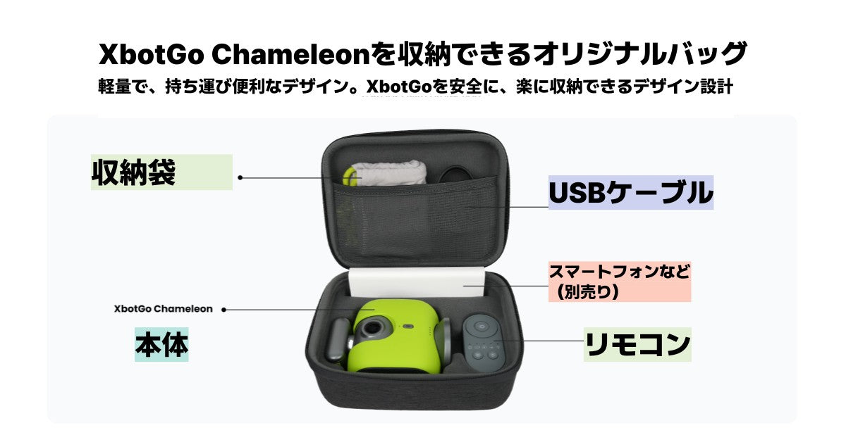 【メーカー授権正規品】XbotGo Chameleon4点セット（メーカーオリジナル三脚（4メートル）＆ウェザーガード傘＆収納ケース）